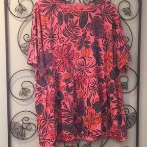Fresh Produce Top 100% Cotton Beachwear Print Floral Red Coral